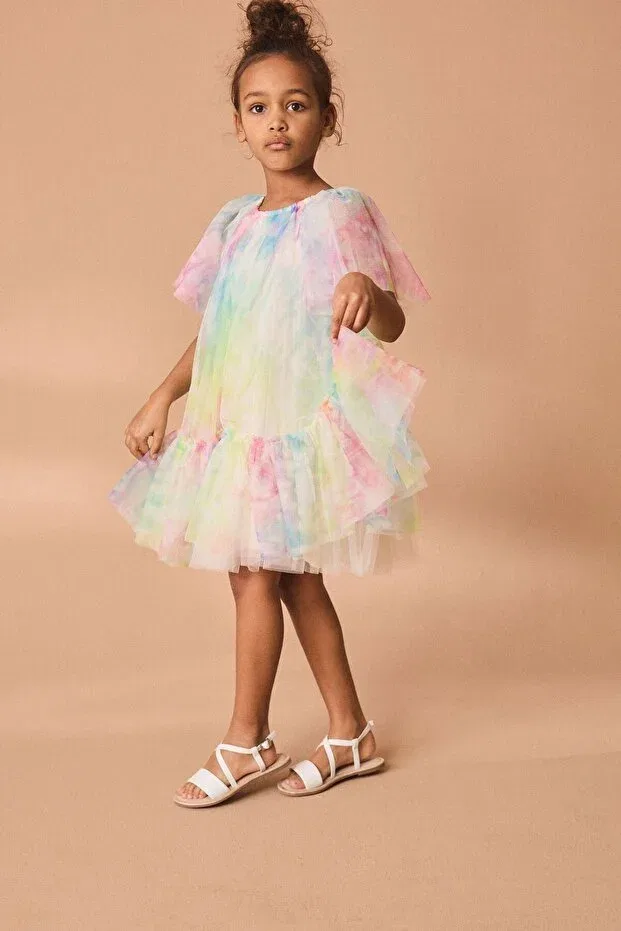 Детское платье для девочек из тюля с коротким рукавом Next Baby, Multicolor — фото 3