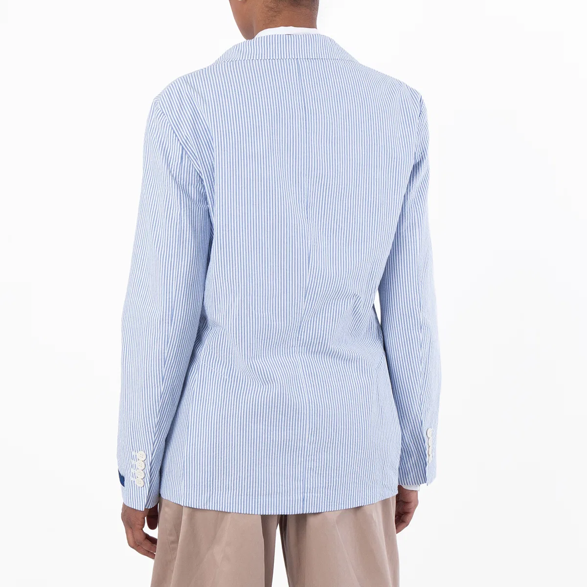 Пиджак приталенный из сисака с двумя пуговицами Polo Ralph Lauren, Blue Wht — фото 3