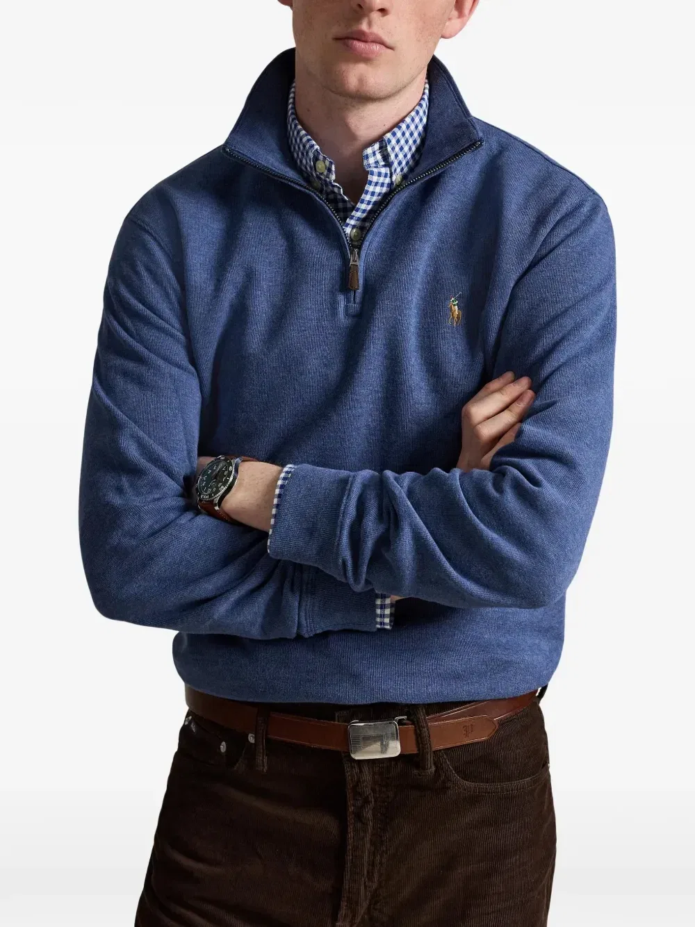 Свитер с воротником на молнии Polo Ralph Lauren, синий — фото 3