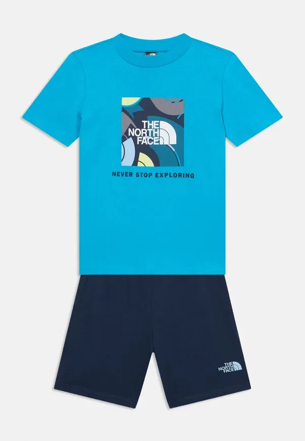 Детский комплект из футболки и шорт с принтом The North Face, темно-синий — фото 3