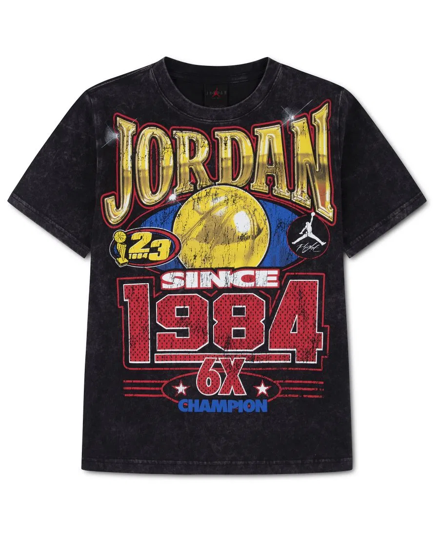 Детская футболка с принтом Gold 6X Since 1984 Jordan, Black