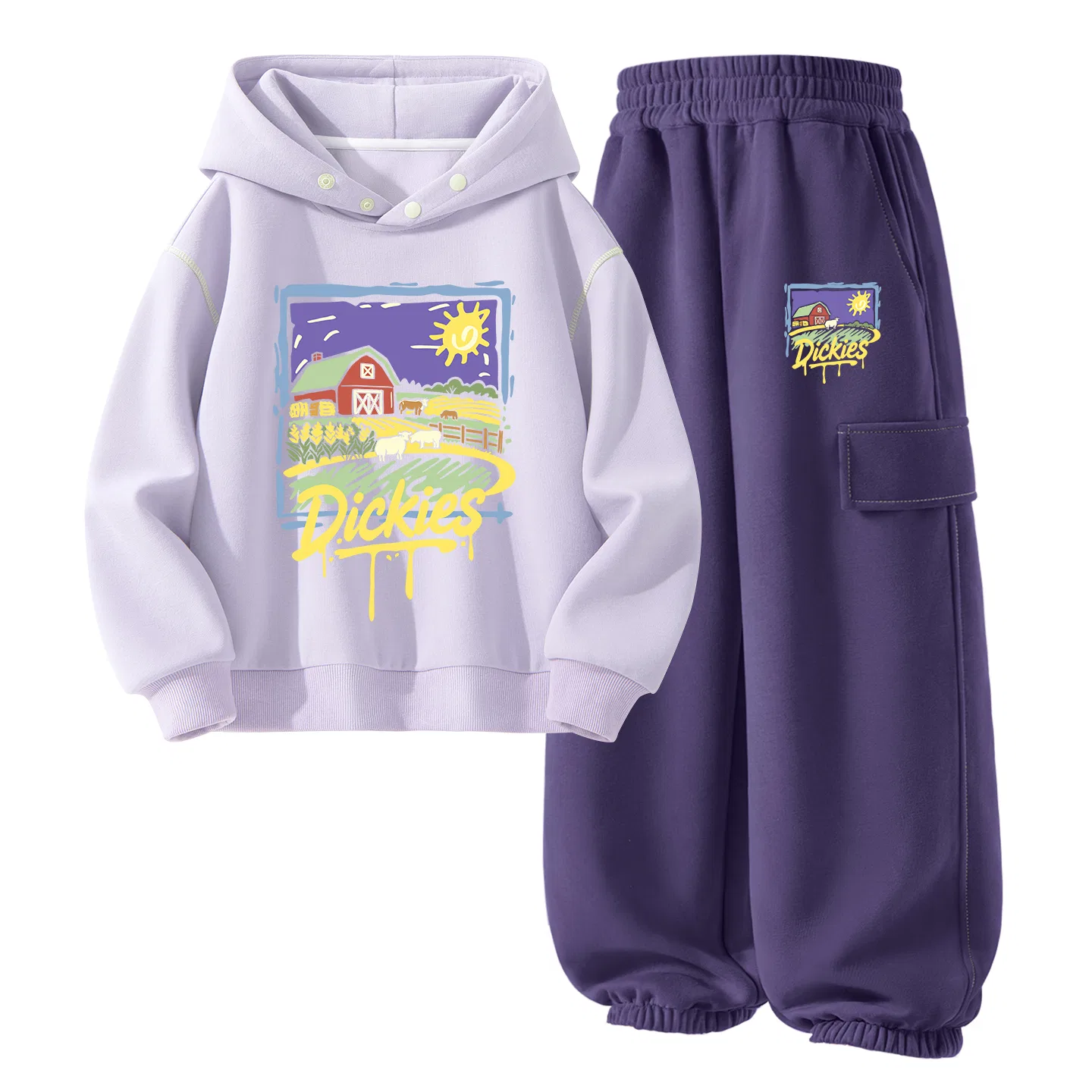 Детский спортивный комплект из худи и брюк с капюшоном, Dickies, Yellow/Navy — фото 3