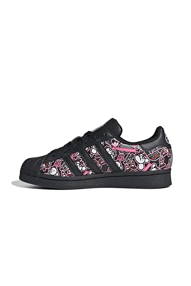 Детские кроссовки для девочек кожаные Superstar j casual sneakers Adidas, Black — фото 2