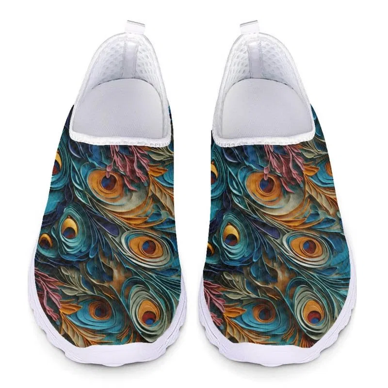 Детские кроссовки для девочек с принтом Snowflake Butterfly Ethnic Pattern Kuiaobaty, Colore Pavone — фото 2