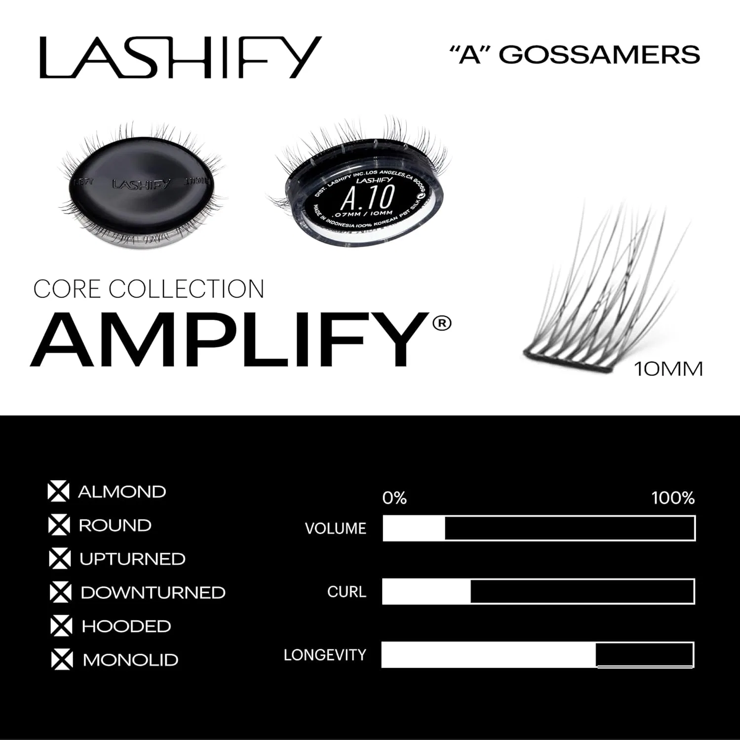 Рефилл ресниц Amplify Gossamer 10mm, Lashify, 1 шт, черный — фото 3