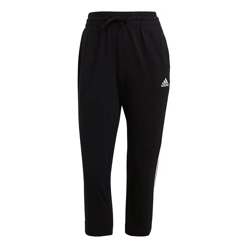 Брюки 3/4 с логотипом Essentials Single Adidas, черный