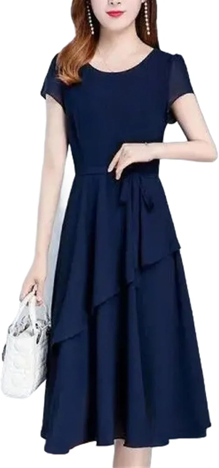 Женское миди платье с приталенным силуэтом Generic, Navy Blue