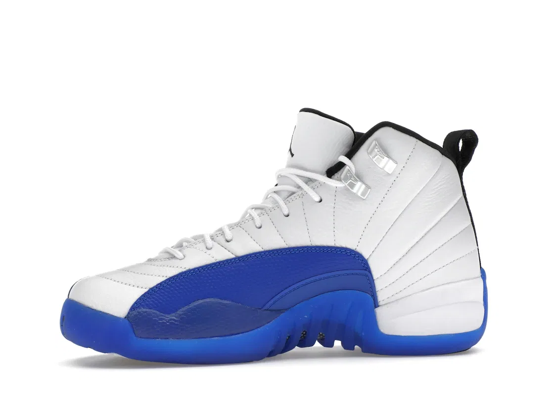 Детские кроссовки с длинным шнурком Jordan 12 Retro Jordan, White/Black/Game Royal — фото 3
