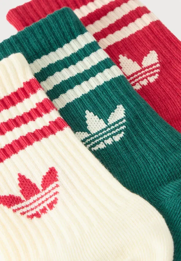 Комплект из 6 пар носков Crew унисекс Adidas Originals, темно-зеленый/бордовый/бежевый — фото 2