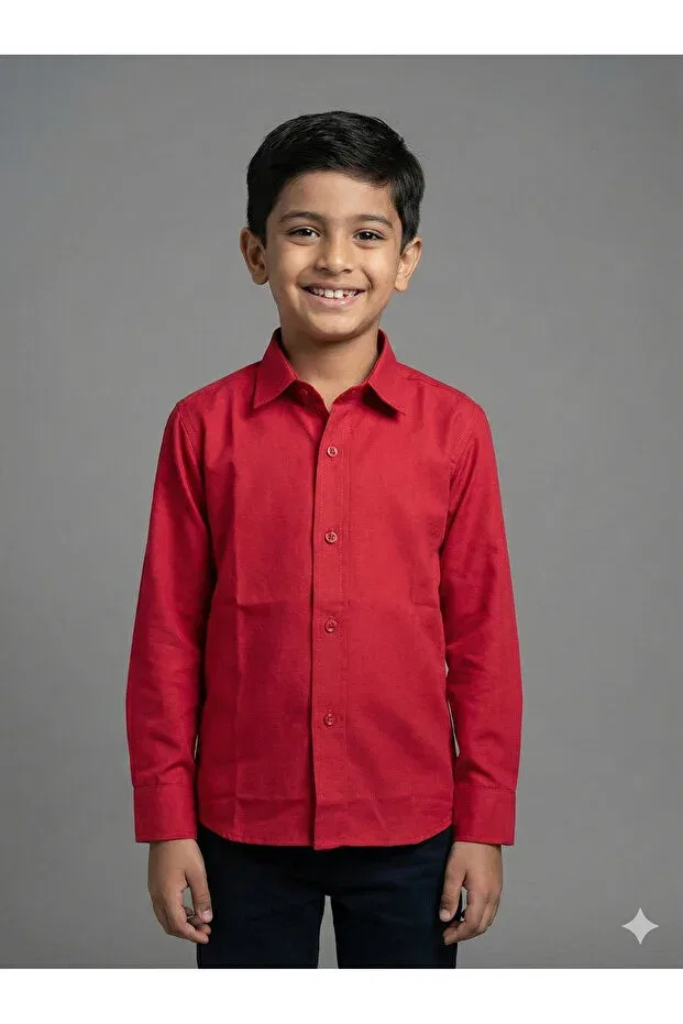 Детская рубашка для мальчиков хлопковая Basics Tinytrends, Red