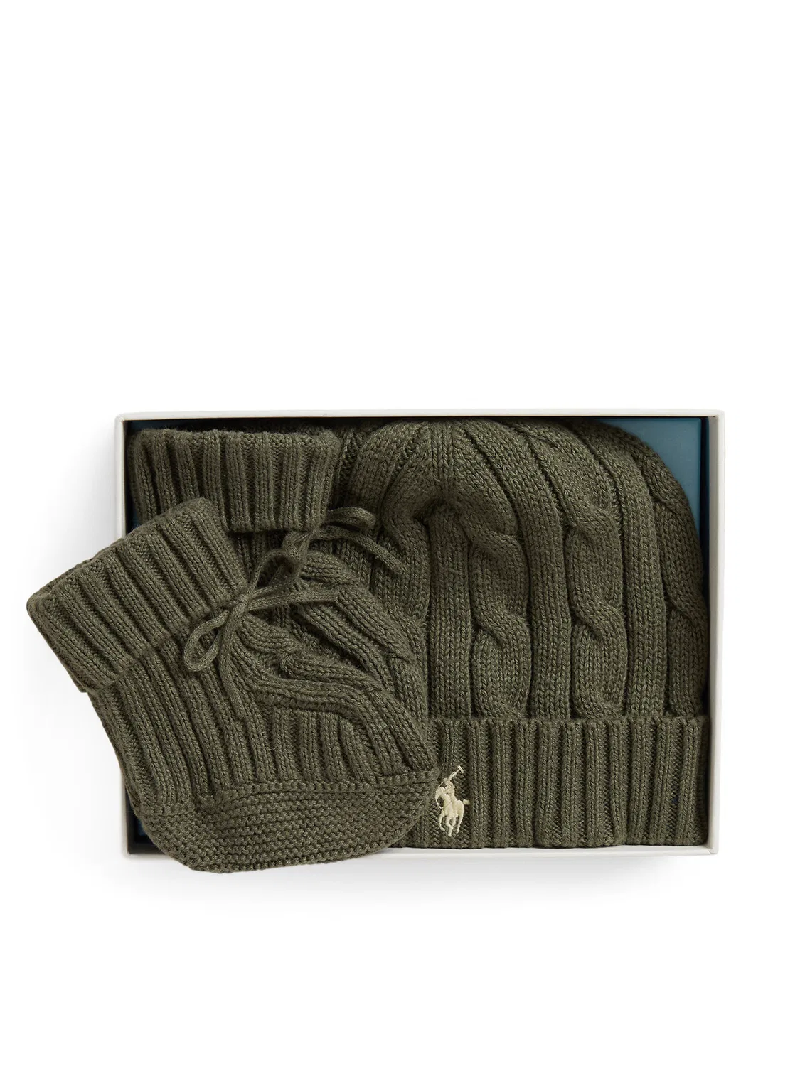 Комплект из шапки и носков для мальчика Polo Ralph Lauren, темно-зеленый — фото 3