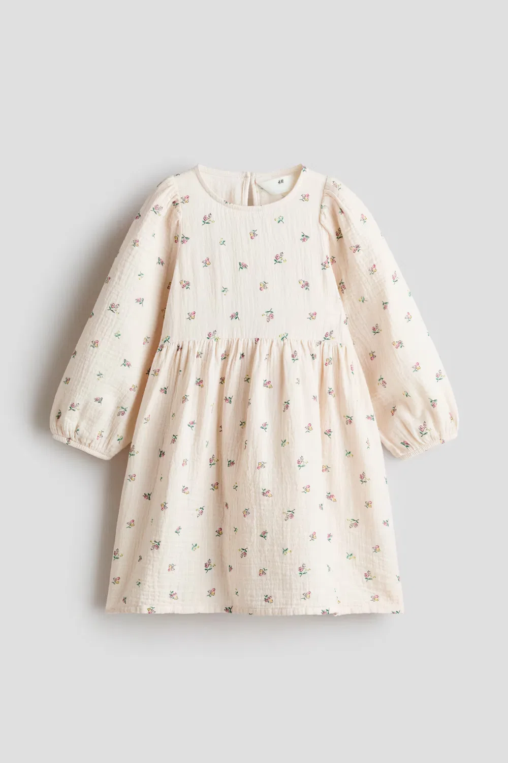 Платье из хлопчатобумажной ткани H&M, Cremefarben/Geblümt