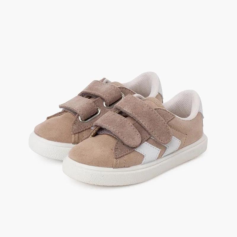 Детские кеды с двойной липучкой Pisamonas Sneakers Con Bande Laterali E Chiusura A Strappo Scamosciato Pisamonas, Sand — фото 4