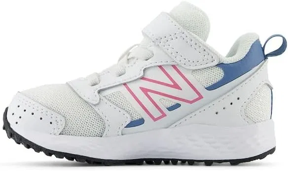 Детские кроссовки для бега с бунге-шнуровкой Fresh Foam 650 V1 New Balance, White/Real Pink/Heron Blue — фото 2