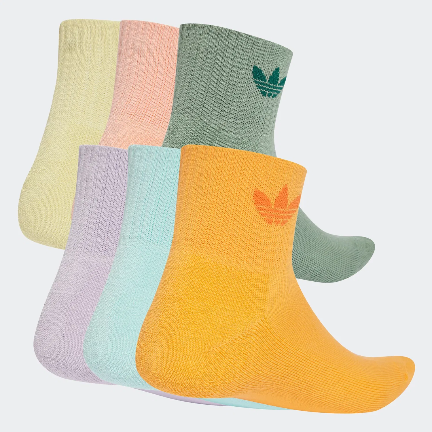 Мужские носки с логотипом Trefoil Adidas Originals, Silver Green/Glow Pink/Powder Yellow — фото 2