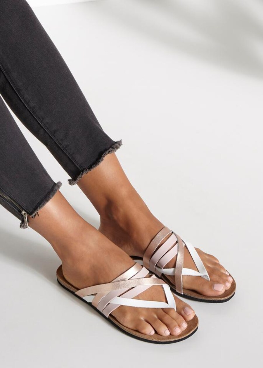 Сандалии с т-образным ремешком LASCANA T-Bar Sandals, розовый — фото 2