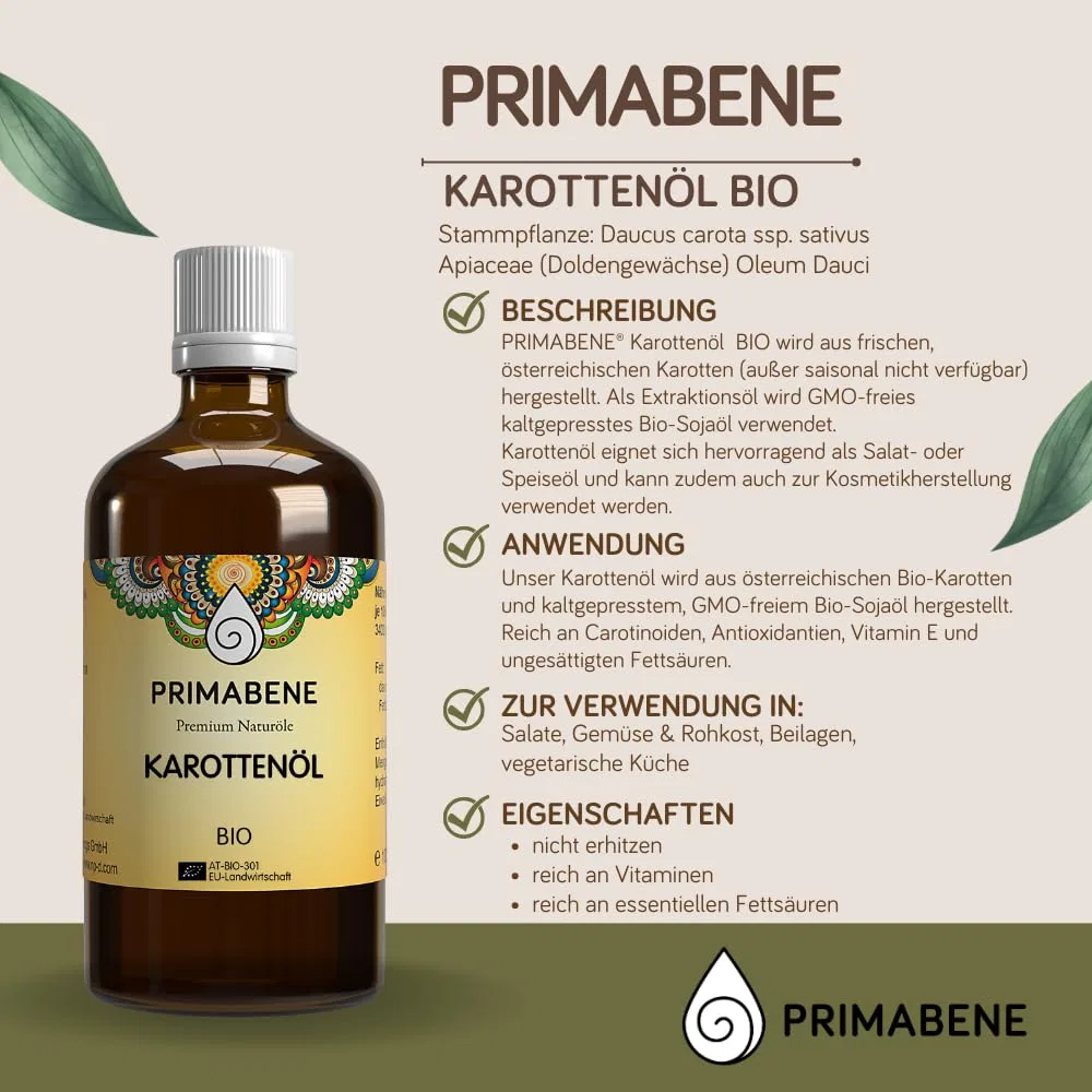Масло для лица и волос Organic Carrot Oil PRIMABENE, 50 мл — фото 2