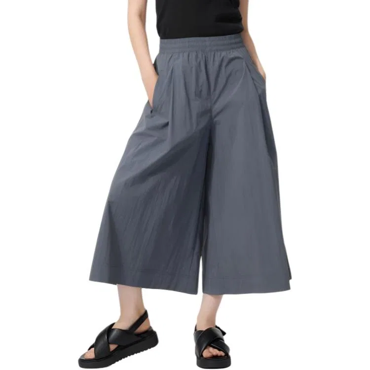 Женские брюки свободного кроя с широкими штанинами Dark Gray, UNIQLO, Темно-серый