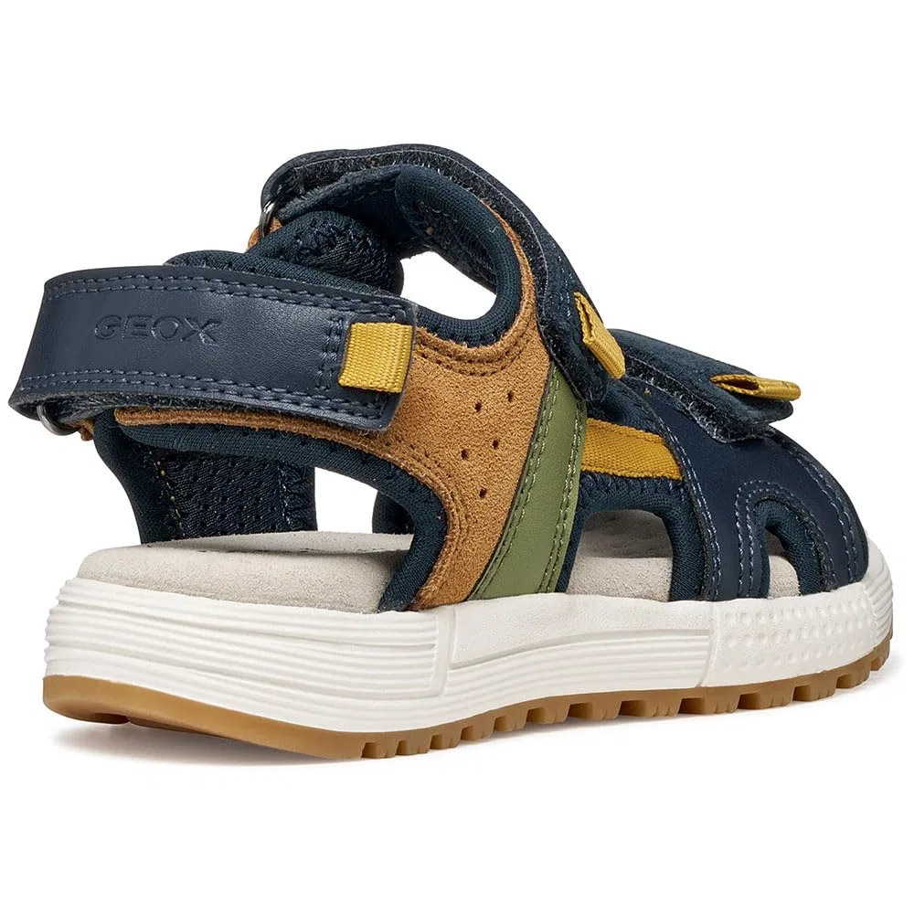 Детские сандалии для мальчиков с контрастными вставками J Sandal Alben Boy Geox, Navy Ochre — фото 4