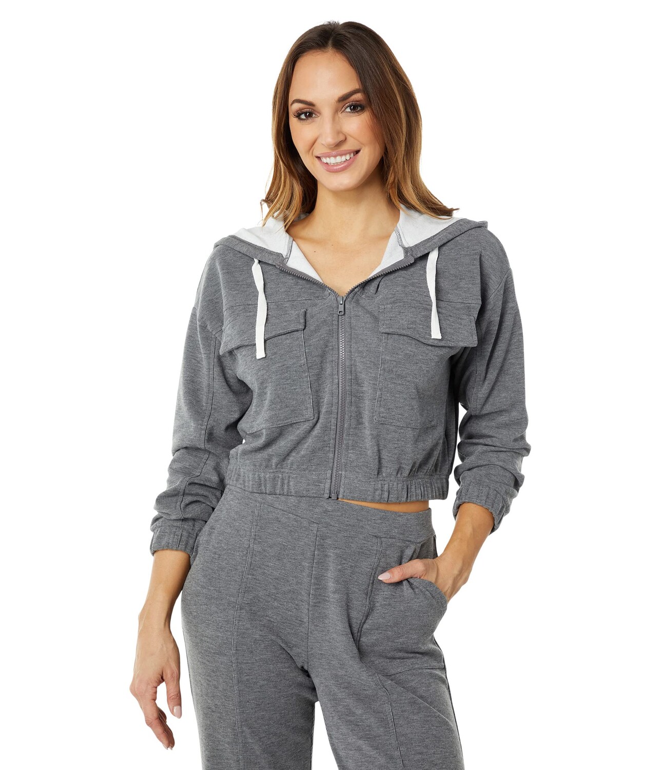 

Худи bobi Los Angeles, Crop Zip-Up Jacket in Cozy Heather Knit