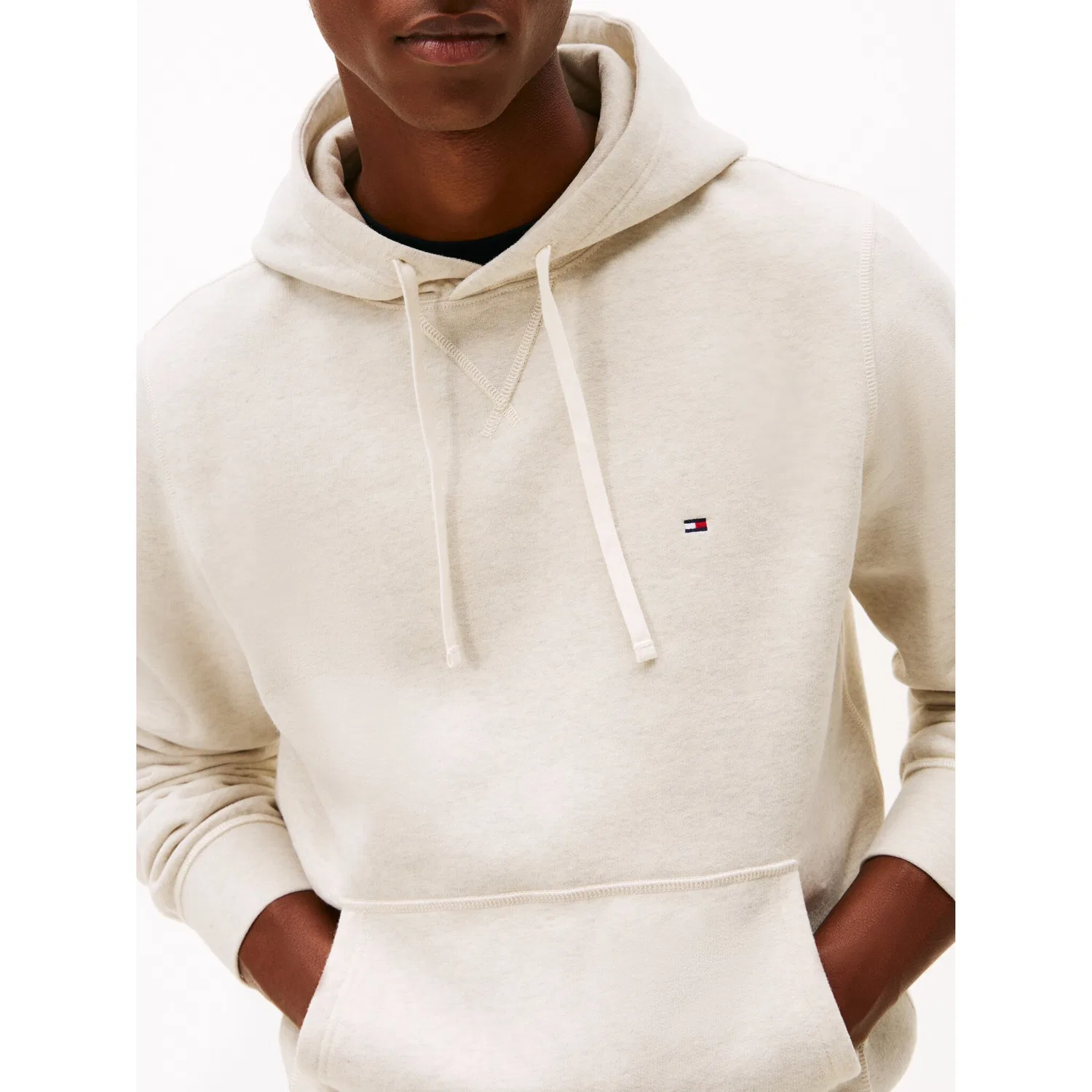 Мужской худи с капюшоном и кенгуру карманом Tommy Hilfiger, Oatmilk — фото 2