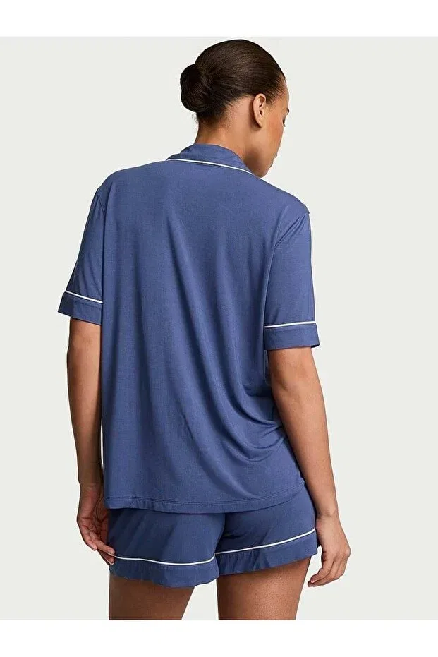 Женский комплект пижамы из модала с коротким рукавом Sosoft modal short pajama set Victoria'S Secret, Navy Blue — фото 2