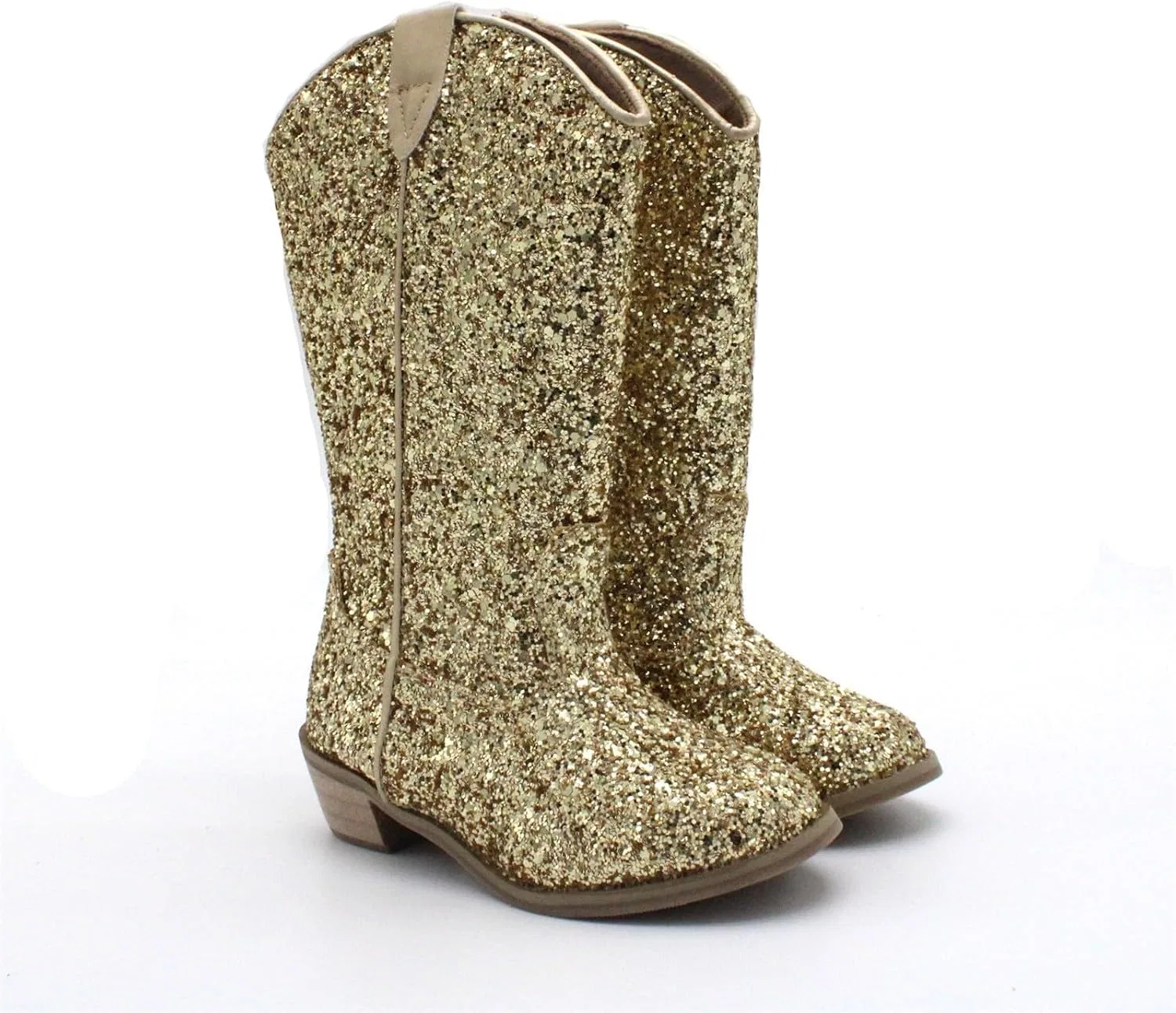 Детские сапоги для девочек с принтом из стразов Rhinestone Sparkly Girls Cowboy Boots, Gold — фото 4