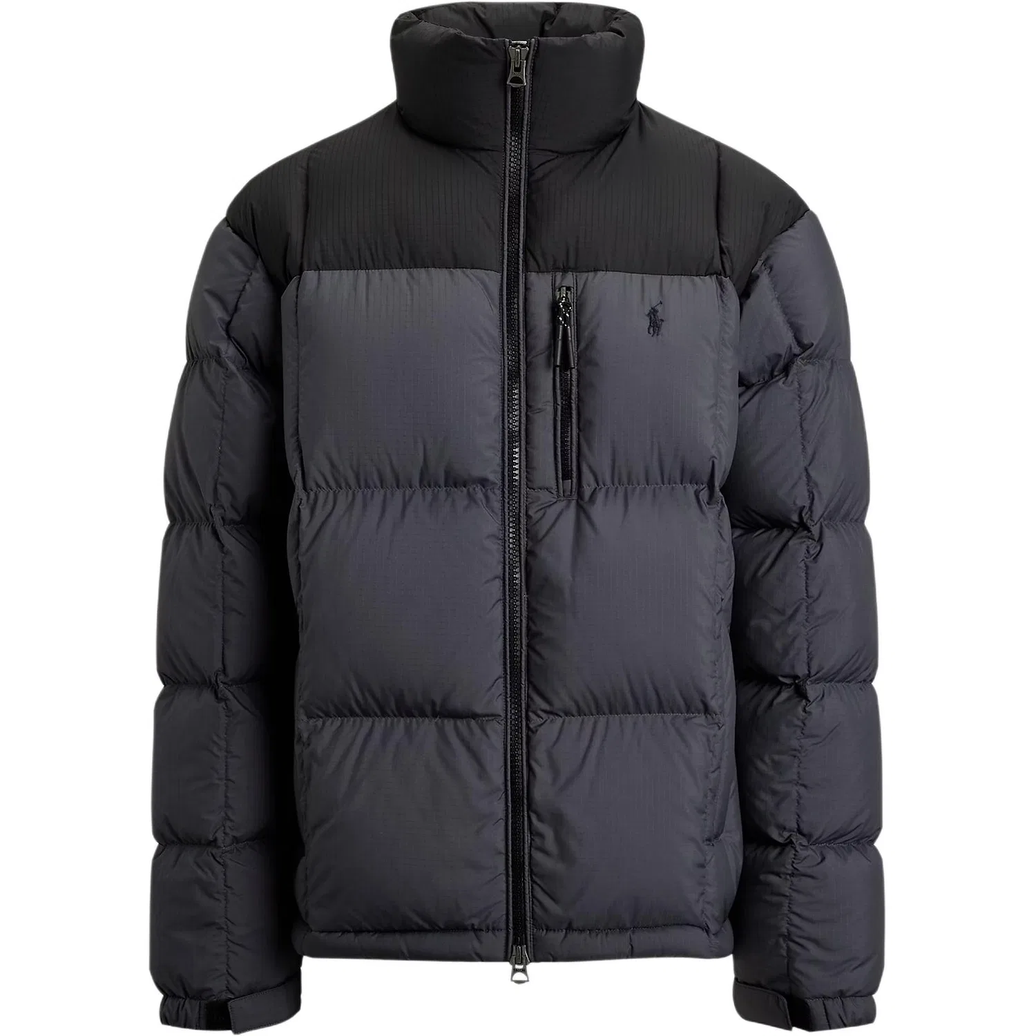 Пуховик бомбер с вышивкой логотипа Polo Ralph Lauren, Polo Black & Dark Gray