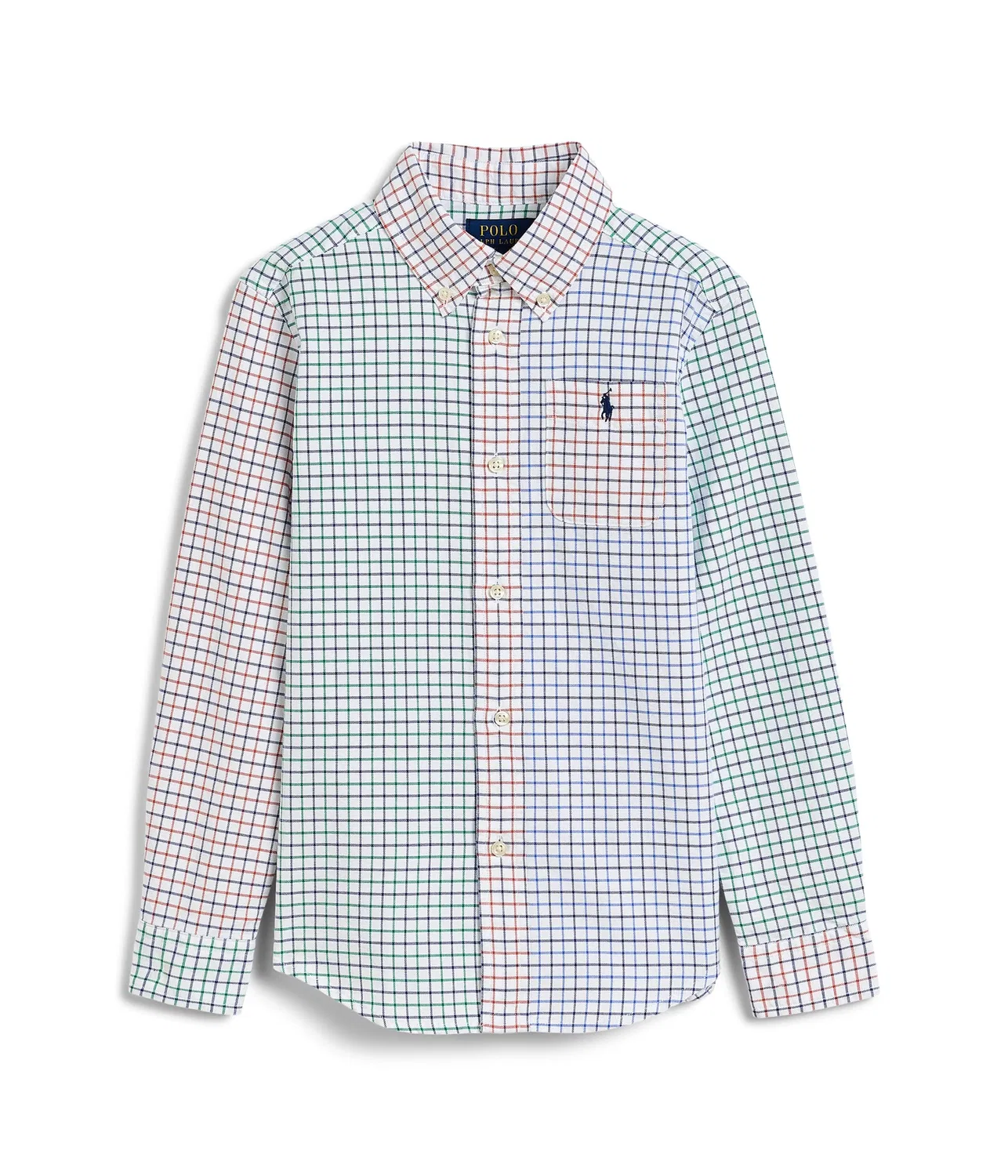 Хлопковая рубашка Tattersall Cotton Oxford Fun Shirt (для малышей/детей младшего возраста) Polo Ralph Lauren Kids, Tattersall Funshirt