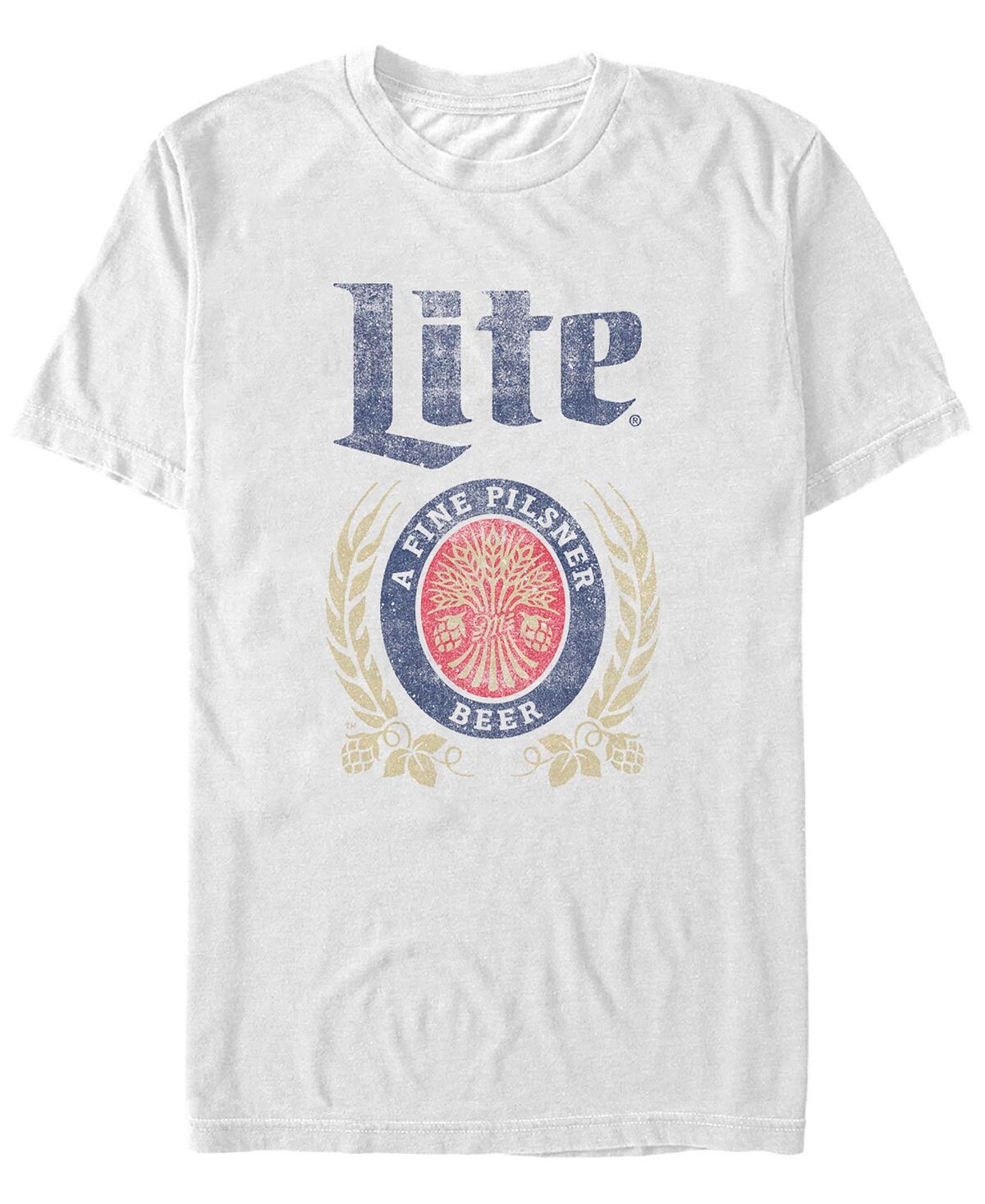 

Мужская футболка с коротким рукавом miller lite distressed a fine pilsner logo Fifth Sun, белый