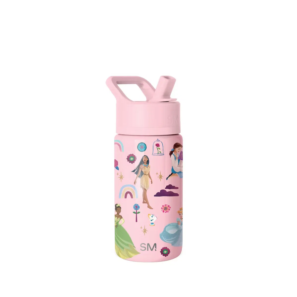 Детская бутылка для воды 14 унций (414 мл) с трубочкой Summit Disney Princess Simple Modern, Light Pink
