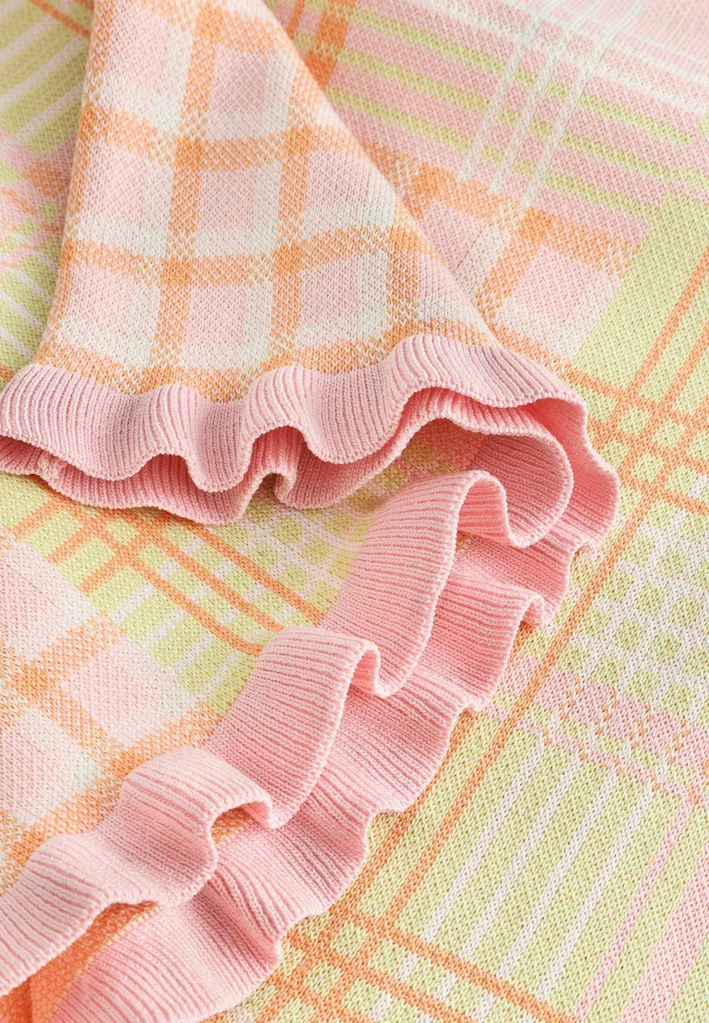 Футболка с коротким рукавом и оборками в клетку, стандартного кроя Next, Pink Orange — фото 3