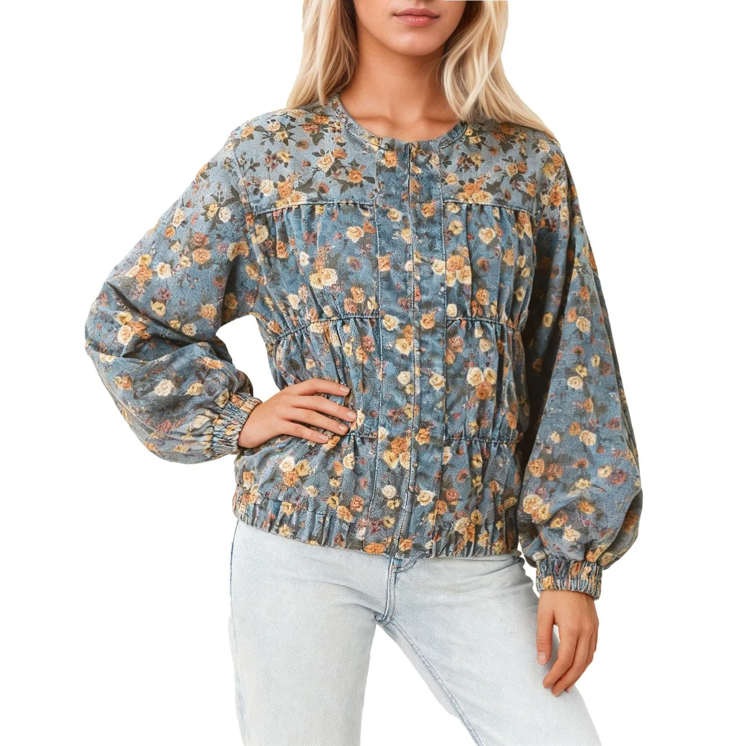 Женское джинсовое пальто-кардиган с пуговицами Boyfriend Jean Jacket, blue