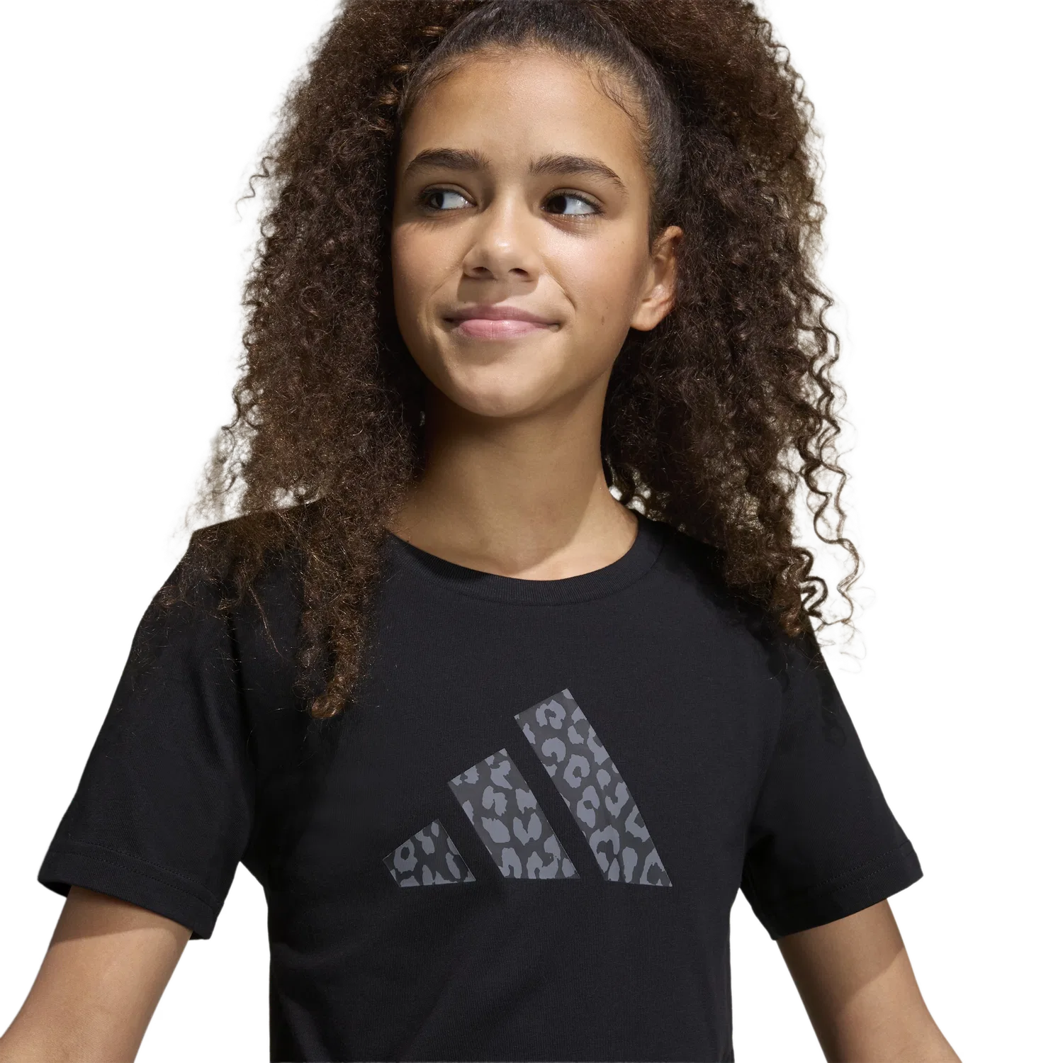 Футболка для девочек с принтом Animal Print Adidas, черный — фото 3