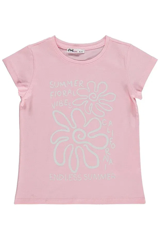 Детская футболка для девочек с принтом Summer Floral Vibes Civil Girls, Pink