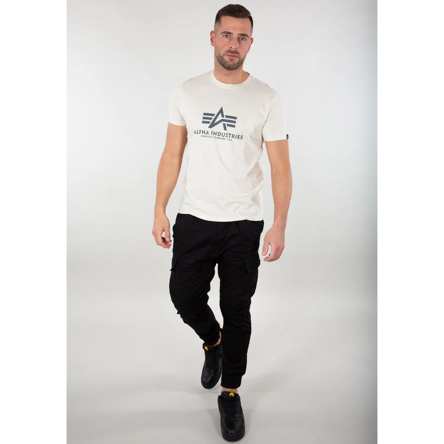 Детская хлопковая футболка Alpha Industries, Jet Stream White — фото 3