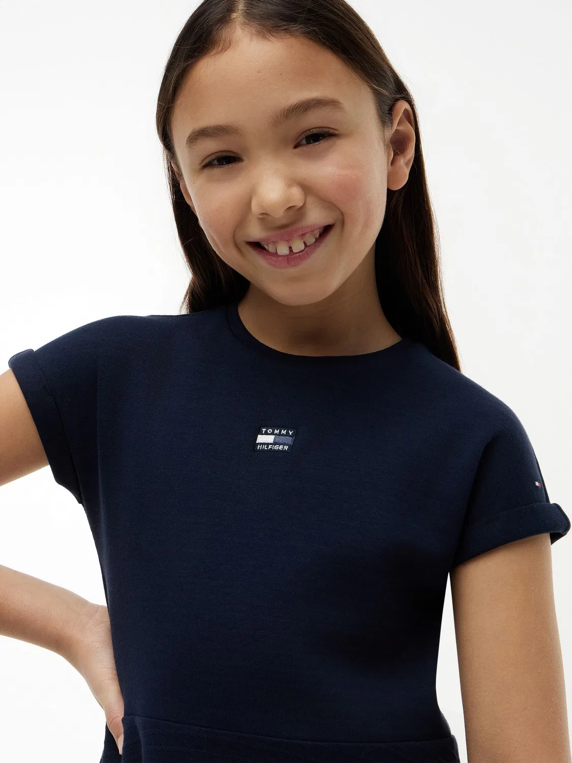 Платье-трапеция с логотипом Tommy Hilfiger, темно-синее — фото 4
