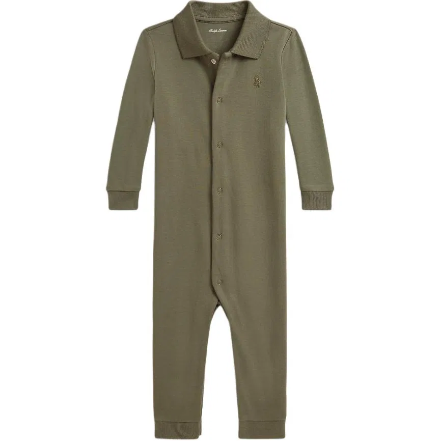 Детский комбинезон для ползания с поло-воротником Olive Green Polo Ralph Lauren