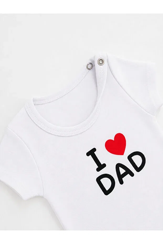 Детское боди для новорожденных хлопковое I Love Dad Karamila, White — фото 2