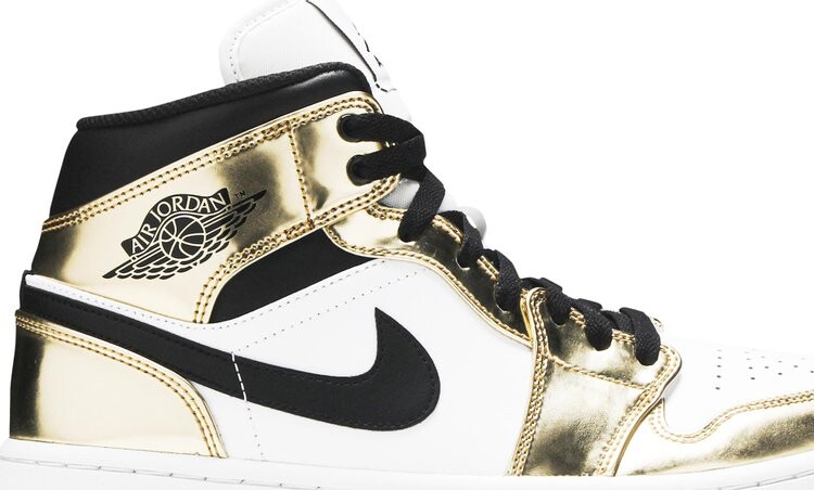 Кроссовки Air Jordan 1 Mid SE Metallic Gold, золотой — фото 2