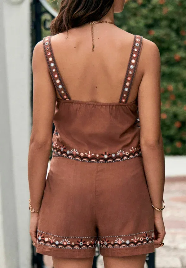 Блуза с вышивкой Regular fit Next, rust brown, коричневый — фото 3