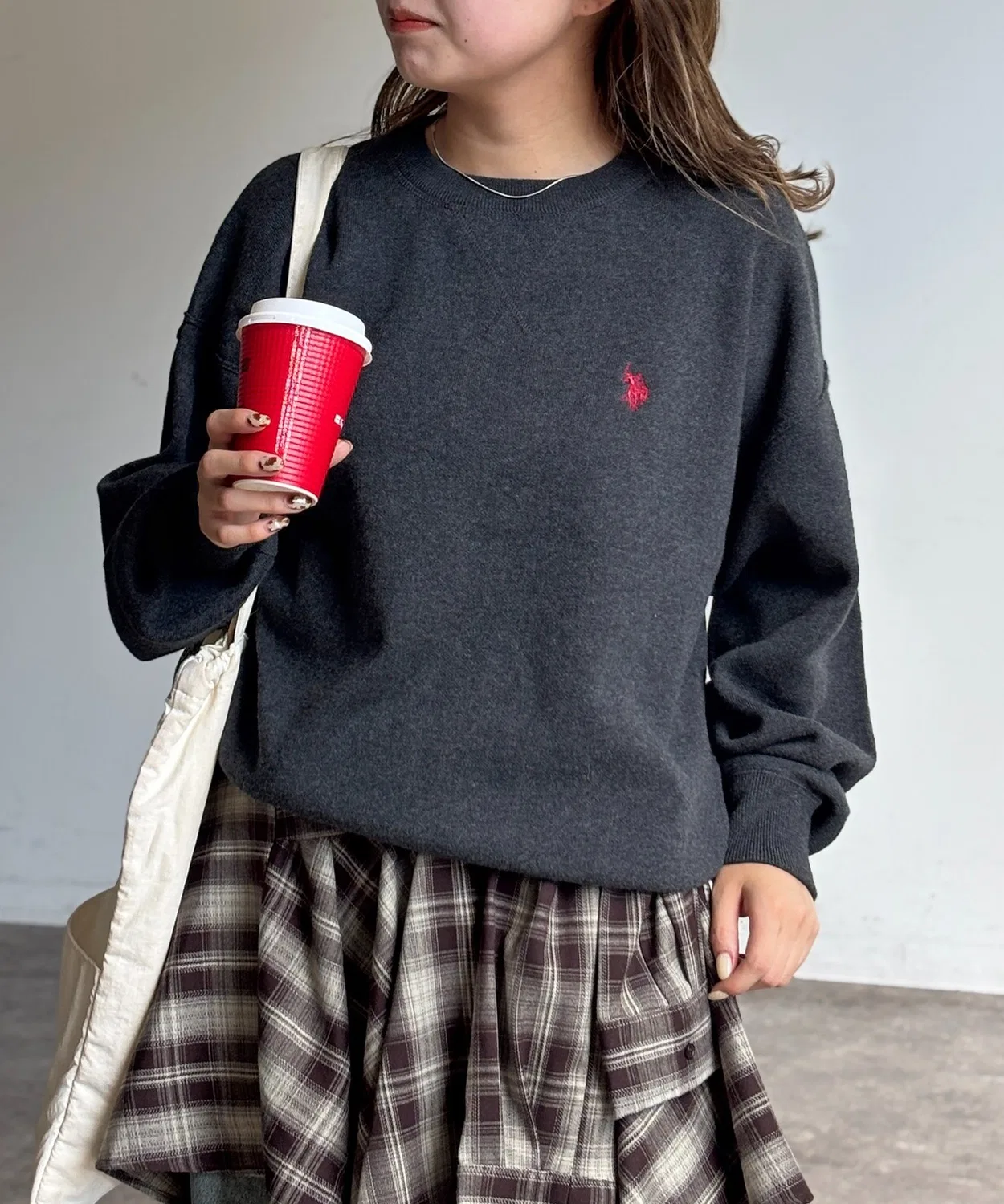 Женский свитшот-крой свитер с длинным рукавомU.S. POLO ASSN., Charcoal Grey