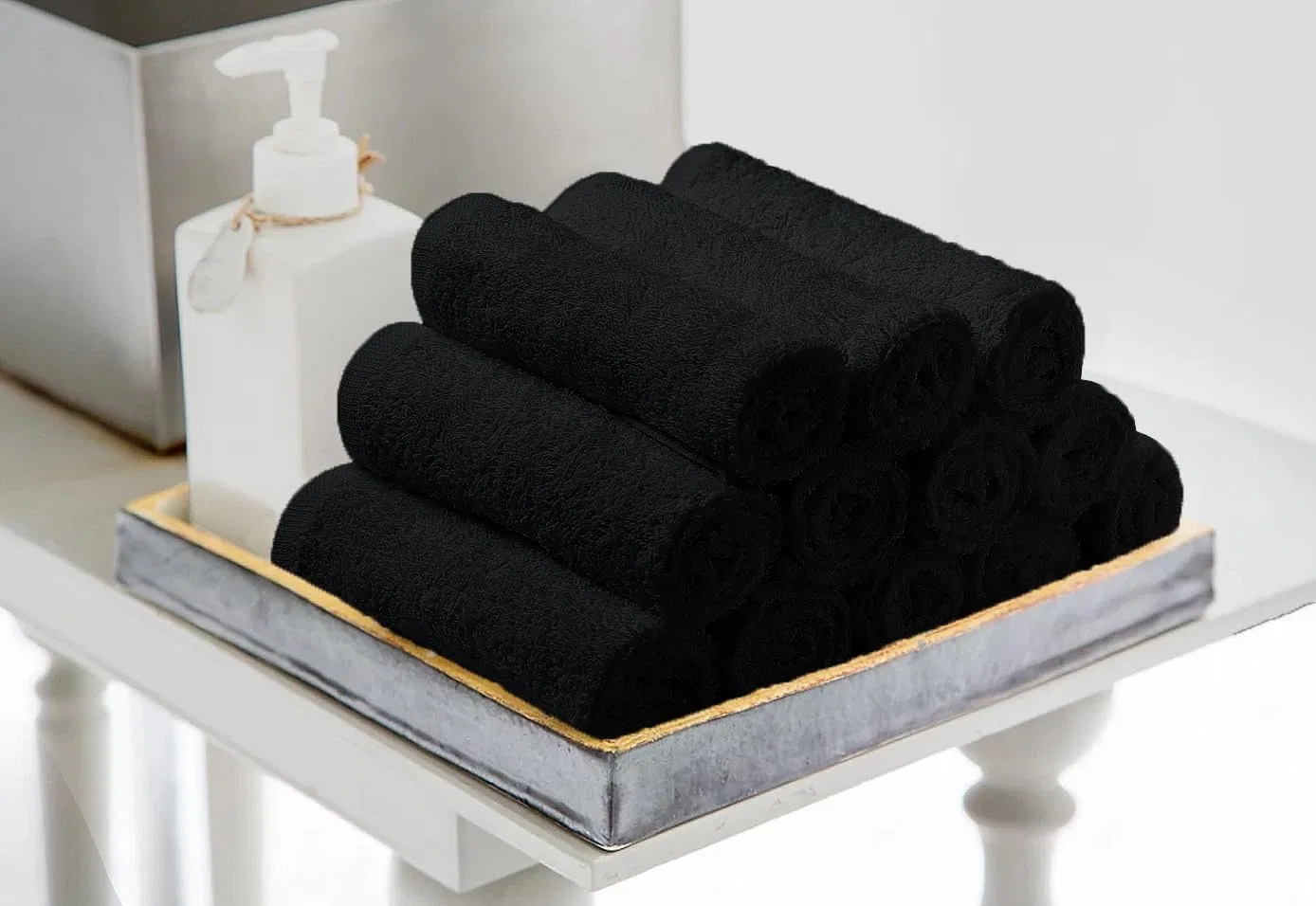 Мочалки хлопковые, Avalon Towels, набор 60 шт, 30.5x30.5 см, Black — фото 4