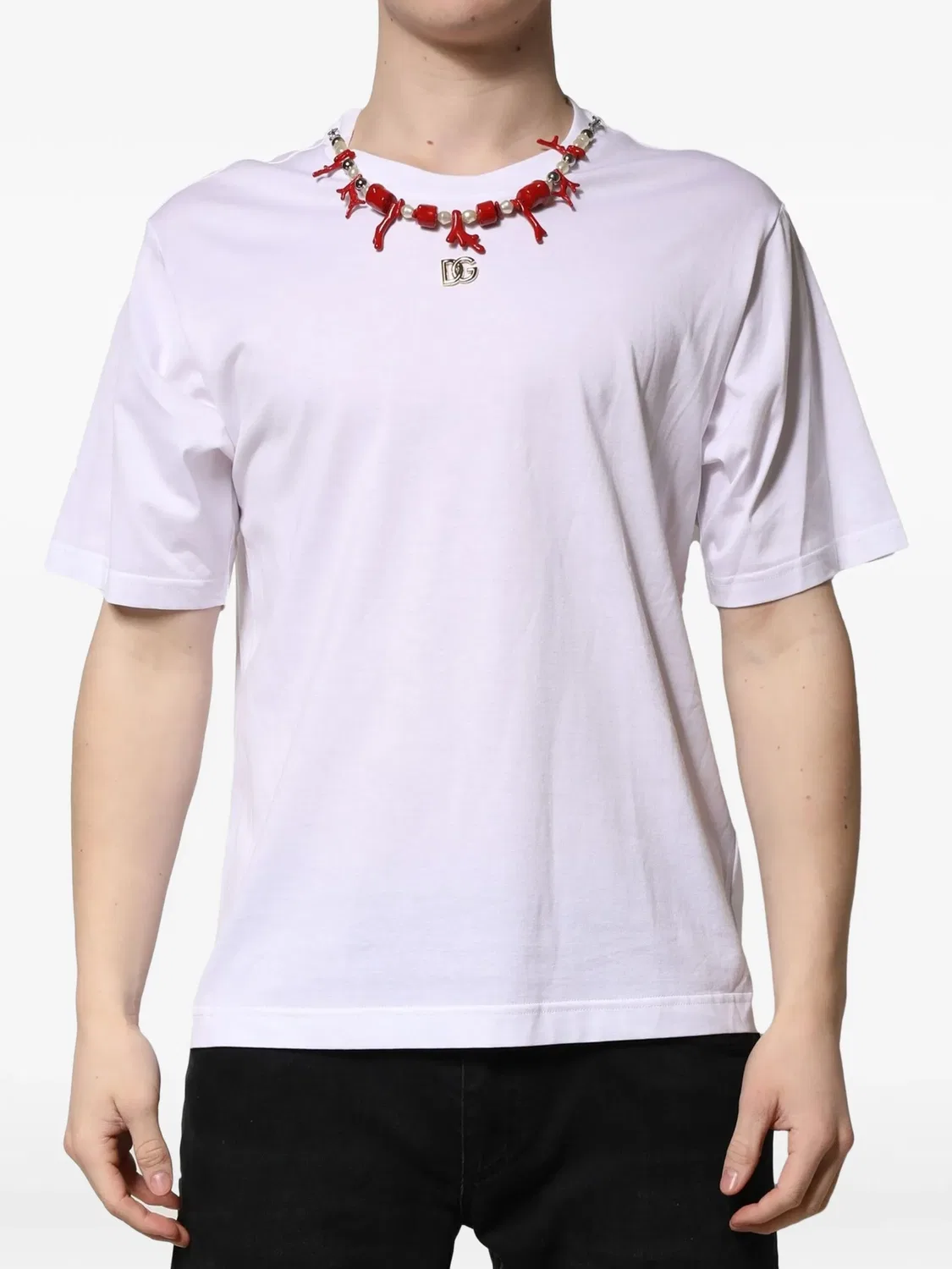 Футболка из хлопка серебристая Dolce & Gabbana, серебристый