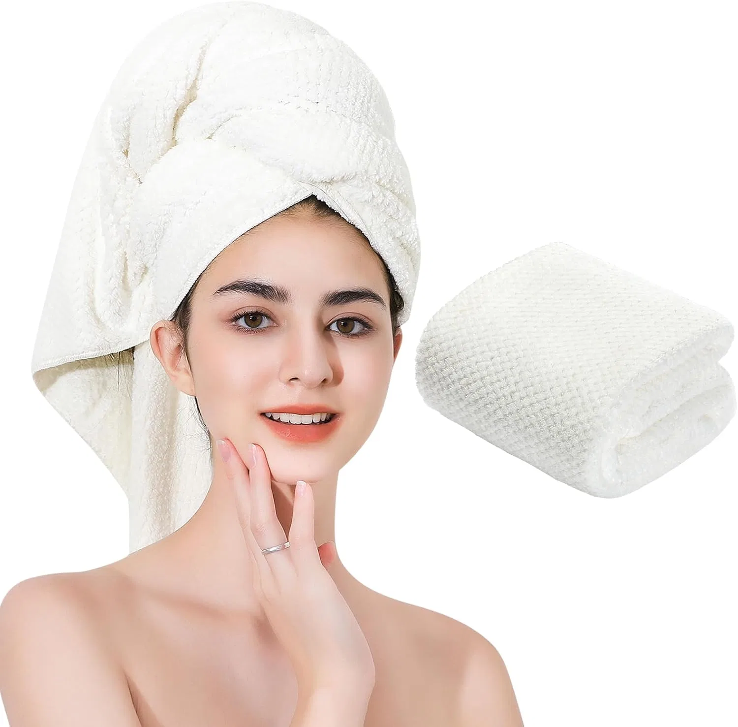 Микрофибровое полотенце для волос, Laojbaba, 1 шт., 60x120 см, White