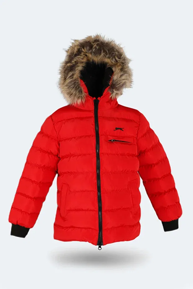 Детское пальто-пуховик для девочек с капюшоном Slazenger, Red — фото 3