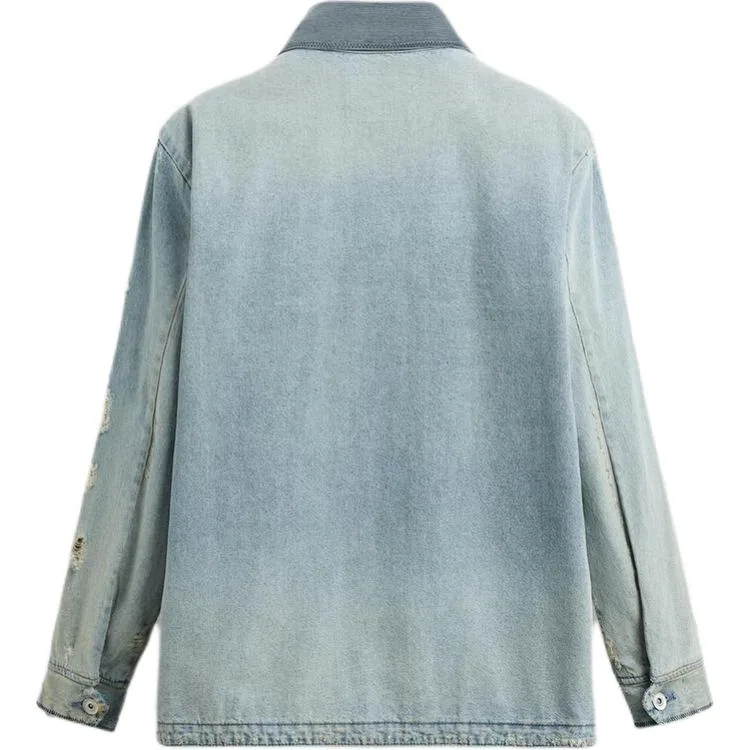 Мужская джинсовая куртка с воротником-лацканом Light Blue ZARA, Light Blue — фото 3