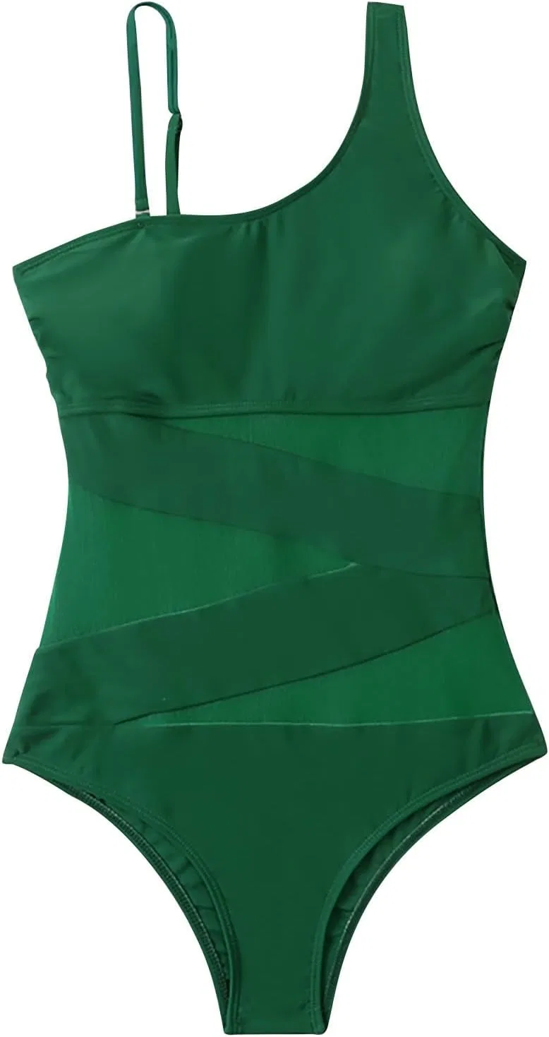 Женский монокини с эффектом утяжки, регулируемые бретели, Mesh, Green