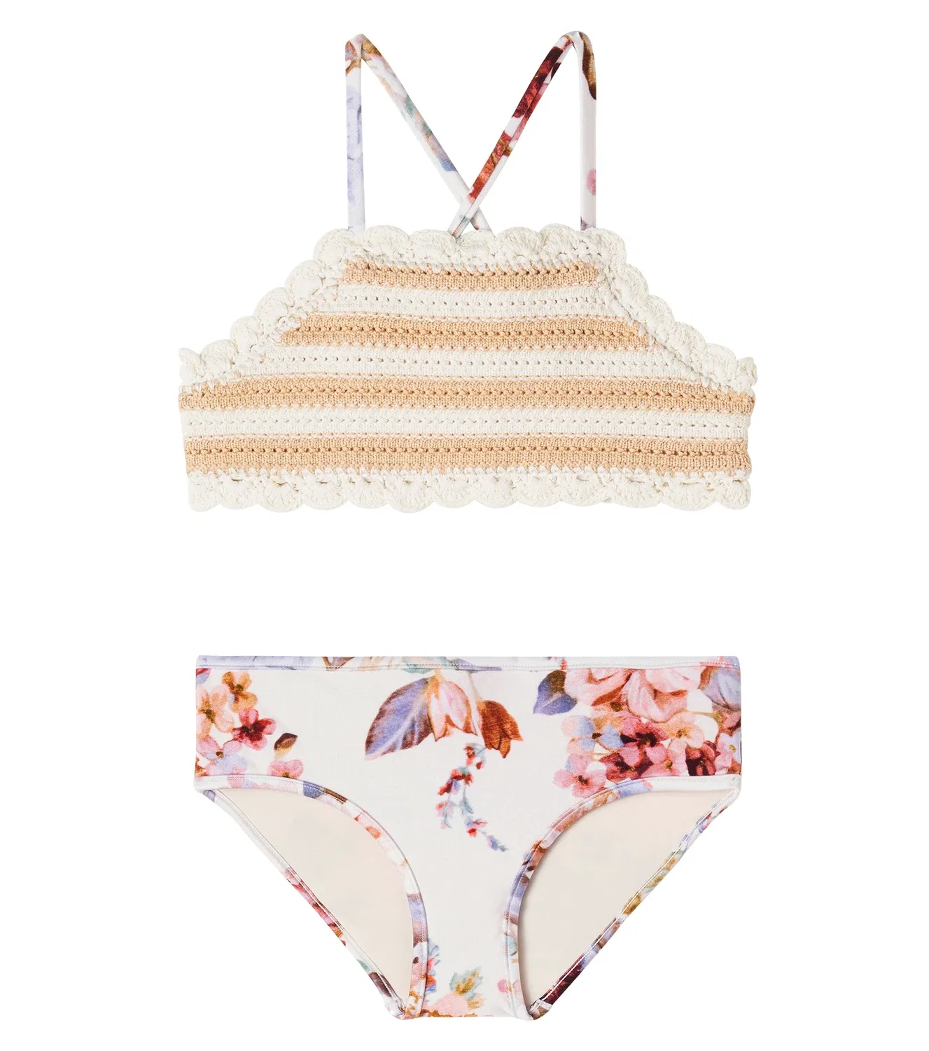 Раздельный купальник с цветочным узором Zimmermann Kids, мультиколор