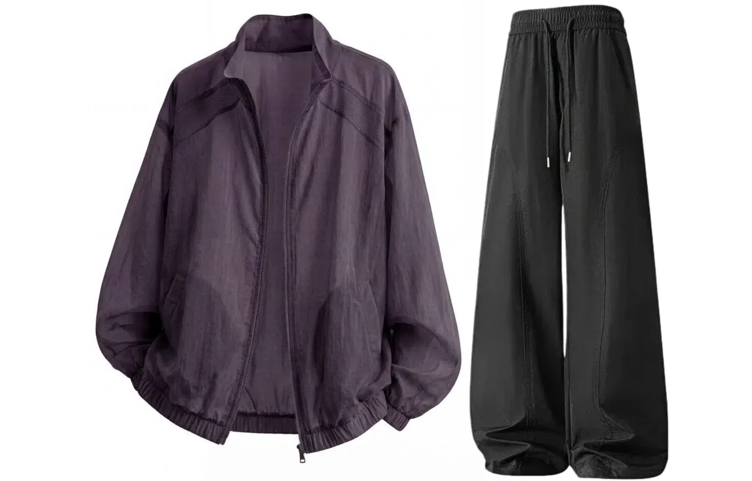 Спортивный костюм для девочек с воротником-стойкой Light Gray Top+Black Pants, GWAF, Light Gray/Black — фото 3